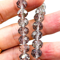 10mm Thunder Polish Glass Crystal Roundel Cut Silver Gray