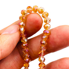 6mm Thunder Polish Glass Crystal Roundel Magic Orange