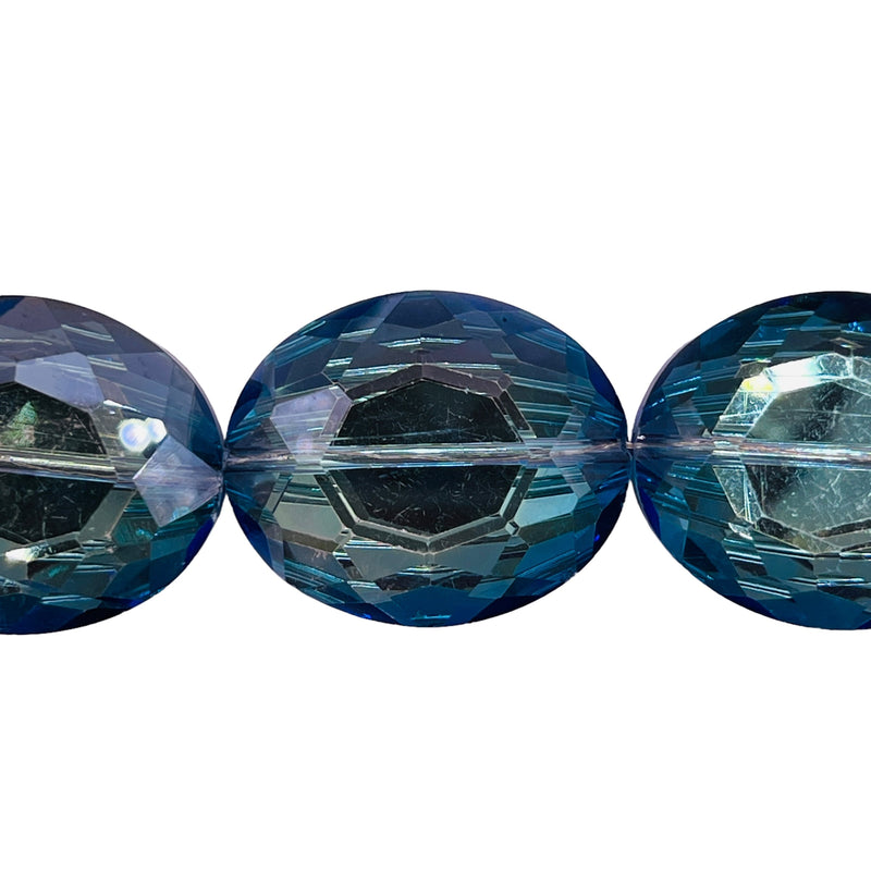 30x24mm Flat Oval Glass Crystal Magic Blue