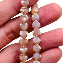 8mm Heart Glass Crystal Blue Beige