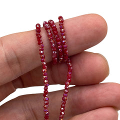 2mm Thunder Polish Glass Crystal Roundel Cut Ruby Jade AB