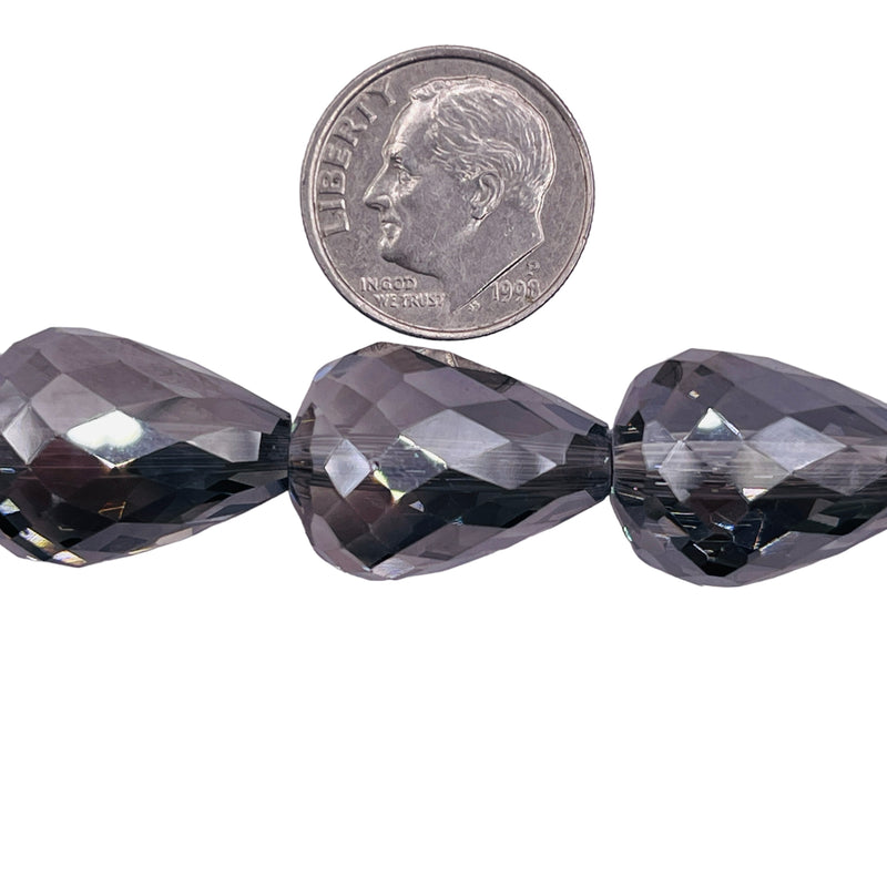 18x13mm Tear Drop Glass Crystal Silver Gray