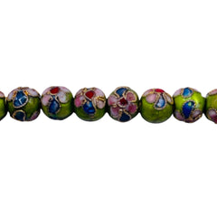 8mm Round Cloisonne Green
