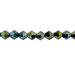 6mm Thunder Polish Glass Crystal Bicone Green Light