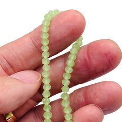 4mm Thunder Polish Glass Crystal Roundel Cut Green Jade