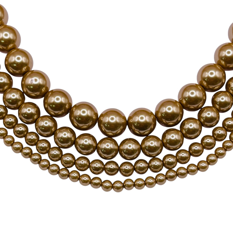 6mm Round Thunder Polish Glass Pearl Dark Gold