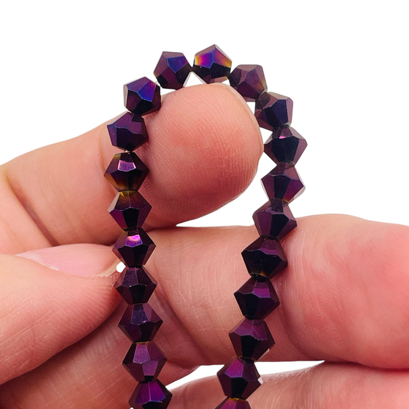 6mm Thunder Polish Glass Crystal Bicone Purple Light