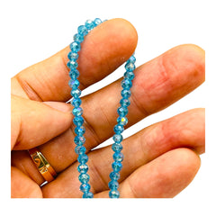 4mm Thunder Polish Glass Crystal Roundel Cut Med Aquamarine AB