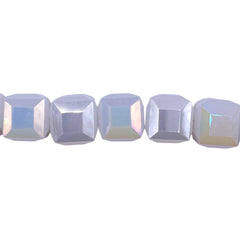 10mm Cube Glass Crystal White Jade AB