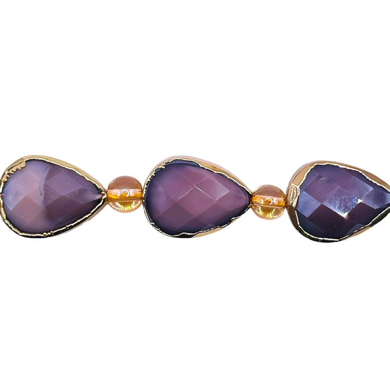 18x13mm Tear Drop Gold Edge Lavender Jade