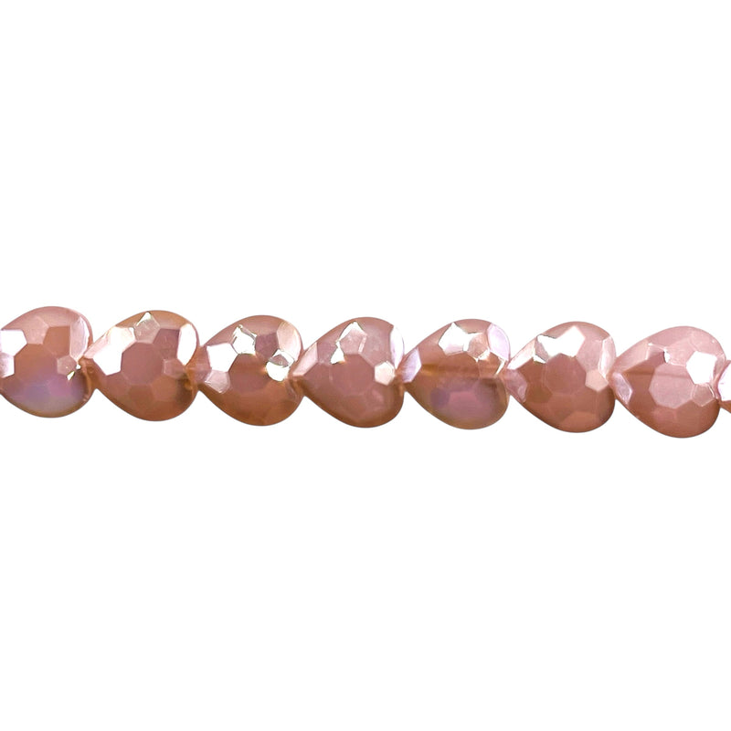 8mm Heart Glass Crystal Blue Beige