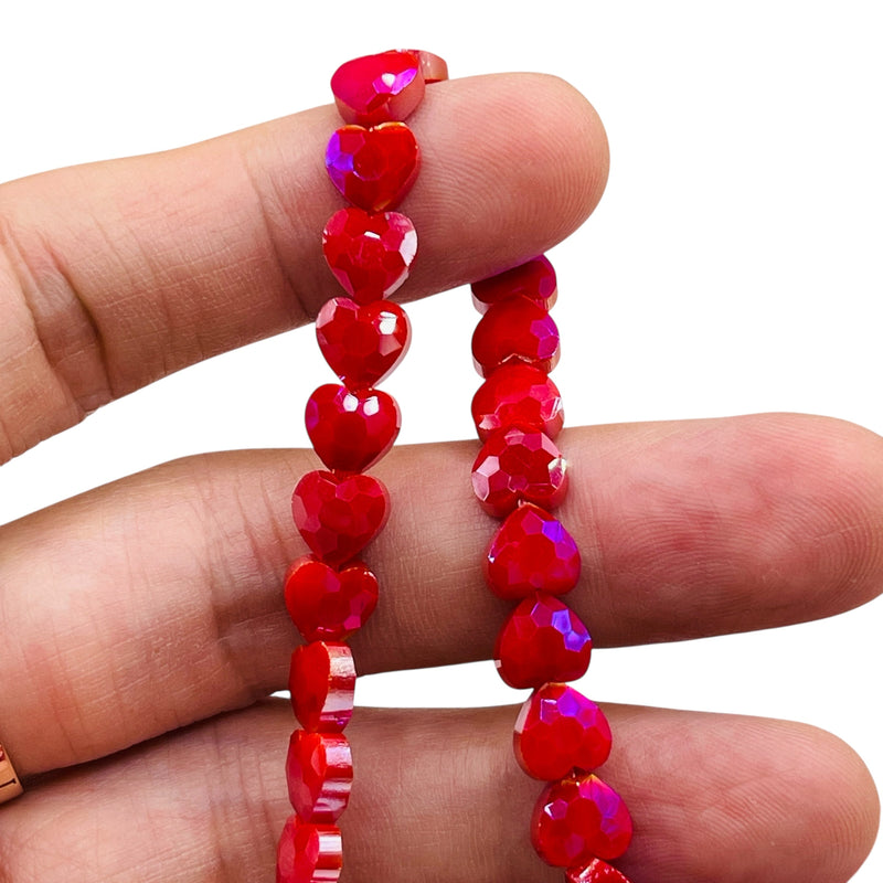 8mm Heart Glass Crystal Ruby