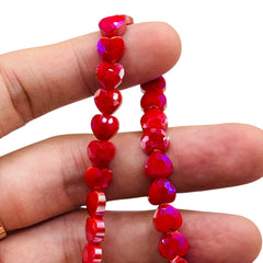8mm Heart Glass Crystal Ruby
