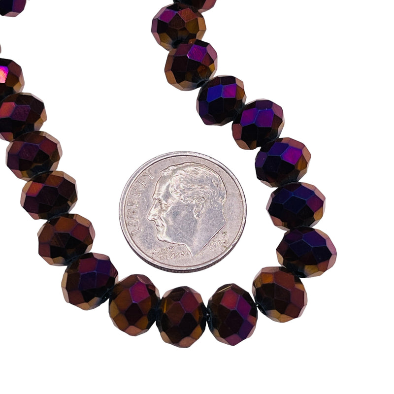 8mm Thunder Polish Glass Crystal Roundel Cut Purple Light