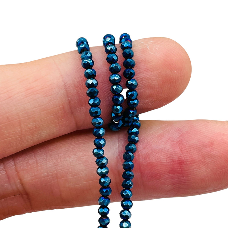 2mm Thunder Polish Glass Crystal Roundel Cut Blue Light