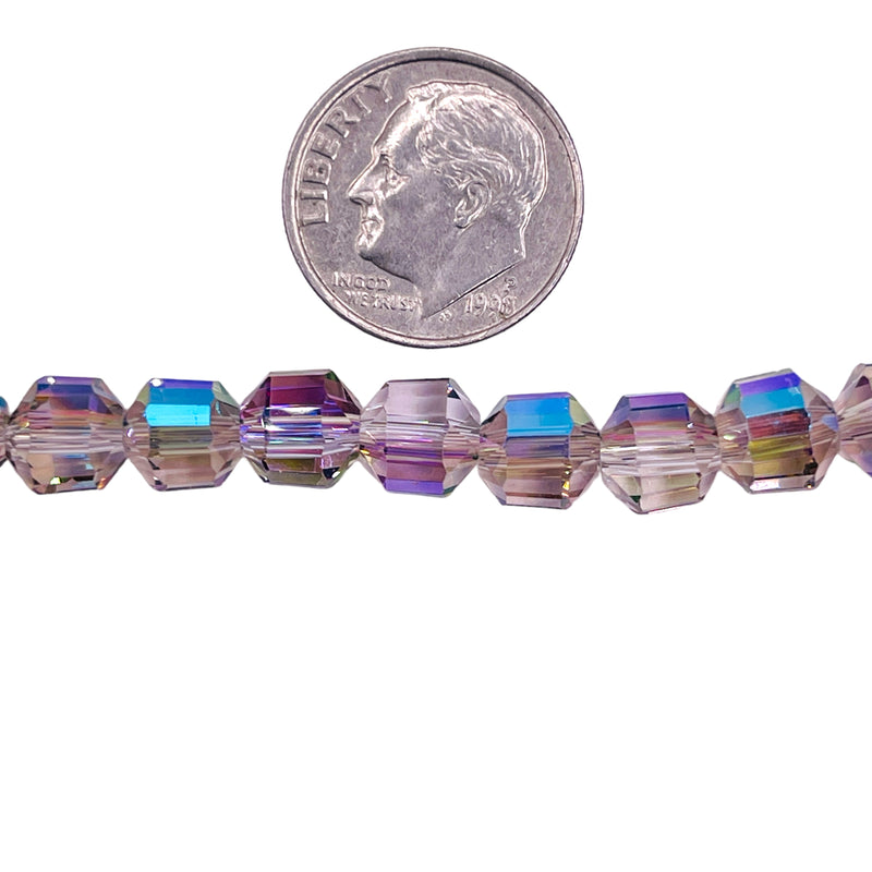 8mm Decagon Glass Crystal Magic Purple