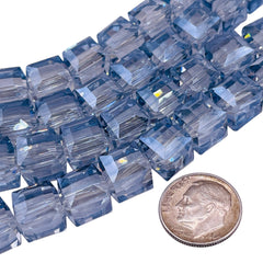 10mm Cube Glass Crystal Gray Blue