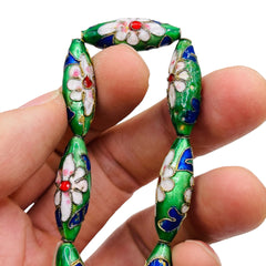 26x9mm Oval Cloisonne Dk. Green