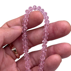 6mm Thunder Polish Glass Crystal Roundel Cut Rosaline