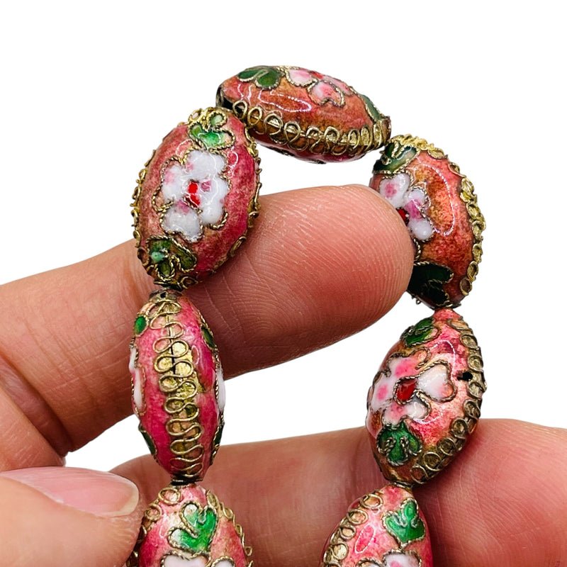 18x12mm Oval Cloisonne Pink