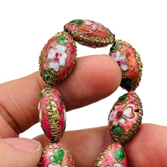 18x12mm Oval Cloisonne Pink