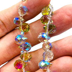 8x6mm Teardrop Glass Crystal Green Blossom