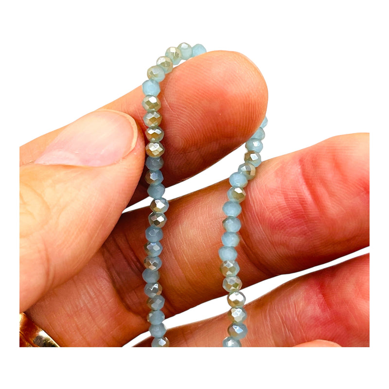 3mm Thunder Polish Glass Crystal Roundel Cut Blue Jade MG