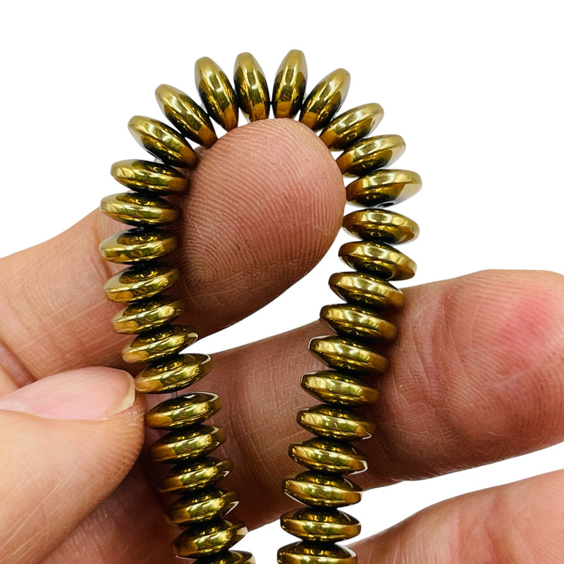 8mm Round Disc Hematite Gold