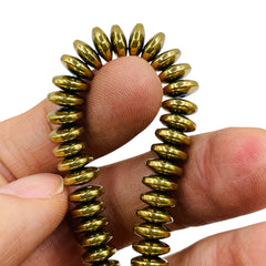 8mm Round Disc Hematite Gold