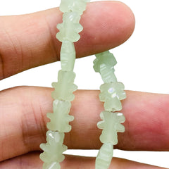 9x8mm Bear Glass Crystal Green Jade