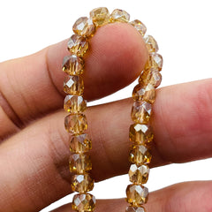 5mm Cube Glass Crystal Gold Amber
