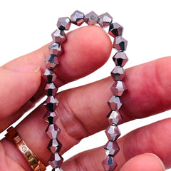 6mm Thunder Polish Glass Crystal Bicone White Gold
