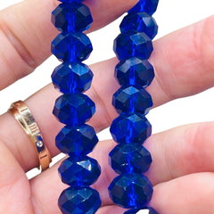 12mm Roundel Cut Glass Crystal Dark Sapphire
