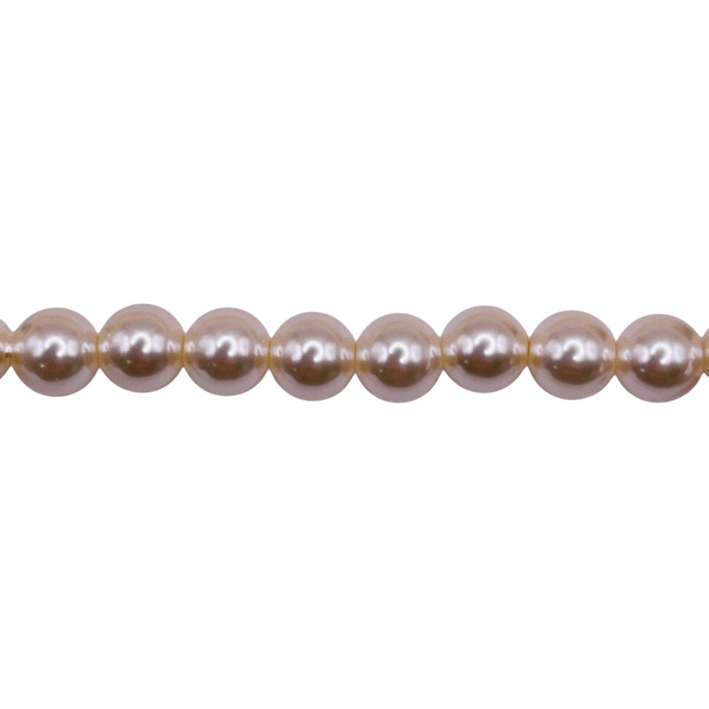 6mm Round Thunder Polish Glass Pearl Light Gold