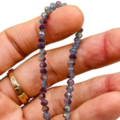 4mm Thunder Polish Glass Crystal Roundel Cut Purple Magic Jade
