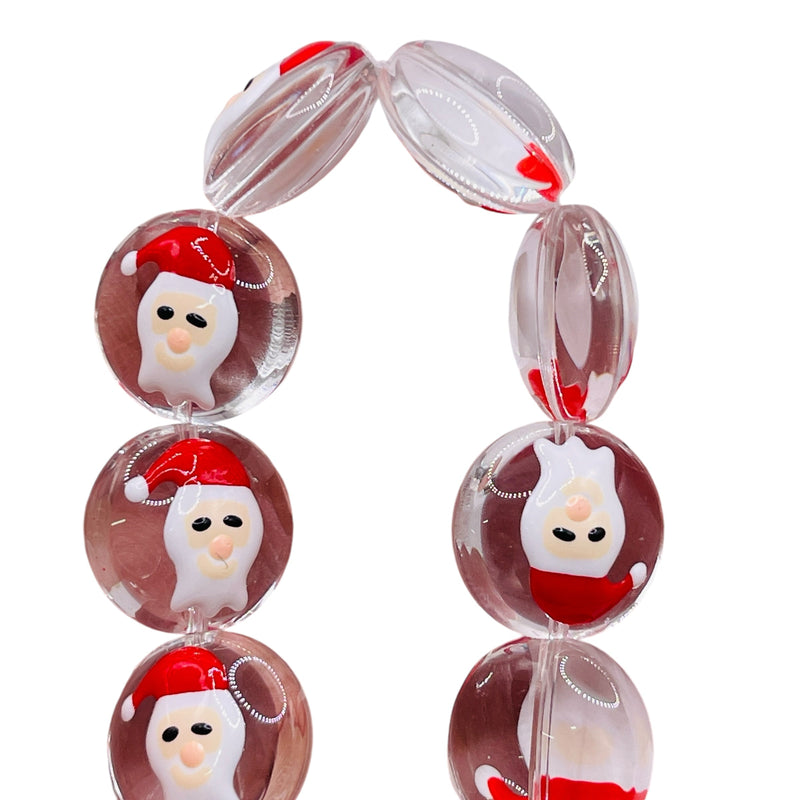 18mm Coin Lampwork Glass Santa