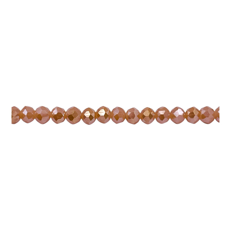 4mm Thunder Polish Glass Crystal Roundel Cut Gold Amber Jade