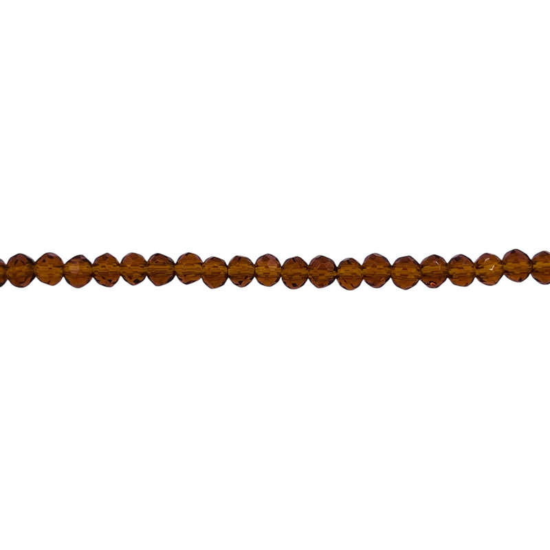 3mm Thunder Polish Glass Crystal Roundel Cut Med. Smoked Topaz