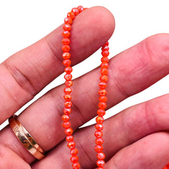 3mm Thunder Polish Glass Crystal Roundel Cut Orange Jade AB