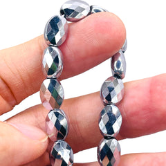 10x8mm Oval Glass Crystal White Gold