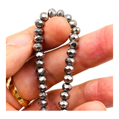 6mm Thunder Polish Glass Crystal Roundel Cut Silver