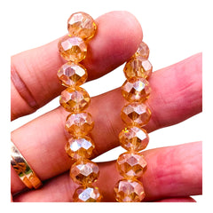 10mm Thunder Polish Glass Crystal Roundel Cut Gold Champagne