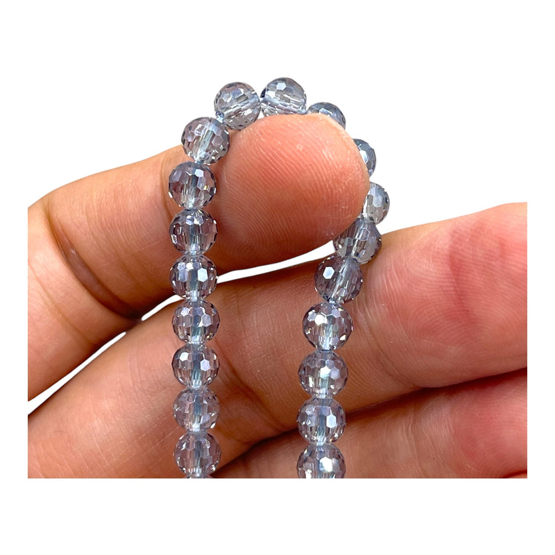 6mm Thunder Polish Round Disco Cut Gray Blue