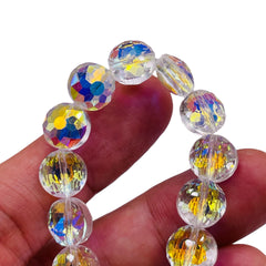 10mm Coin Faceted Glass Crystal Clear Super AB