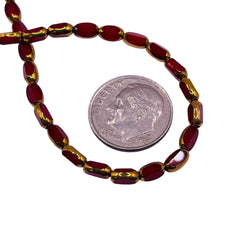 6x3mm Oval Glass Crystal Gold Edge Med. Siam