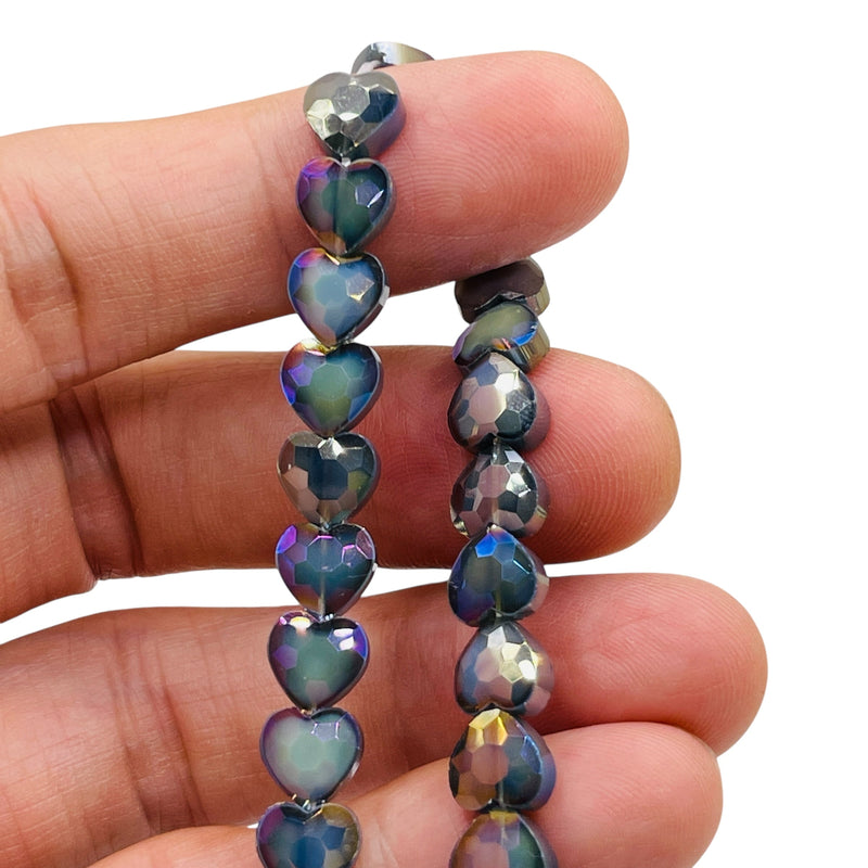 8mm Heart Glass Crystal Shadow