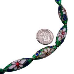 26x9mm Oval Cloisonne Dk. Green