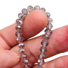 6mm Thunder Polish Glass Crystal Roundel Cut Silver Gray