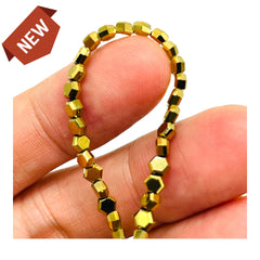 5mm Hexagon Glass Crystal Gold