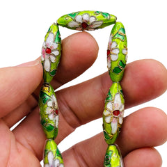 26x9mm Oval Cloisonne Green
